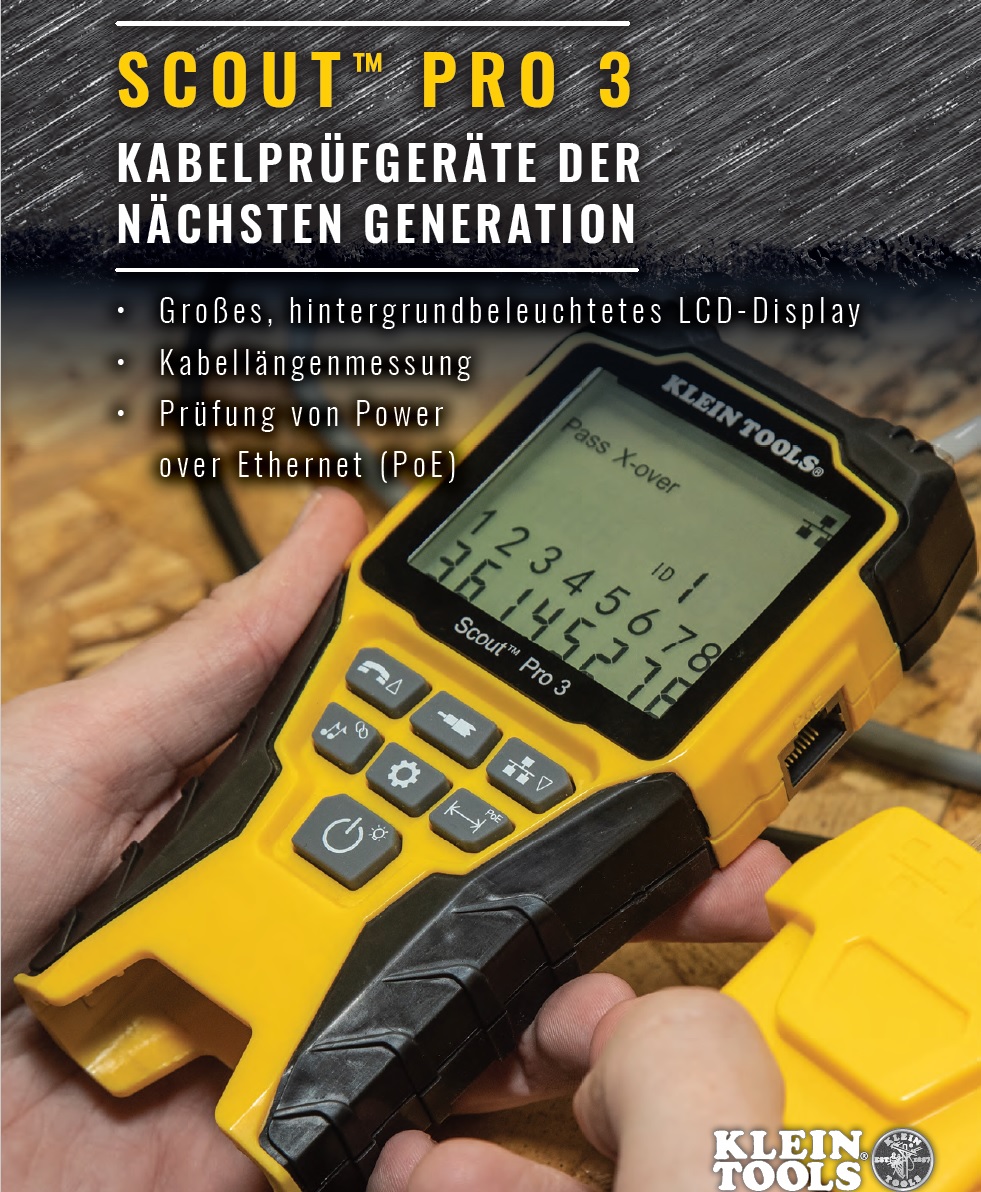 Scout-Pro-3 KLEIN TOOLS Scout Pro 3 Kabeltester mit PoE Testfunktion und Remote ID Kit